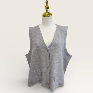 Eileen Fisher XL Lightweight Boiled Wool Vest in Regenerative Wool Dove Grey NWT